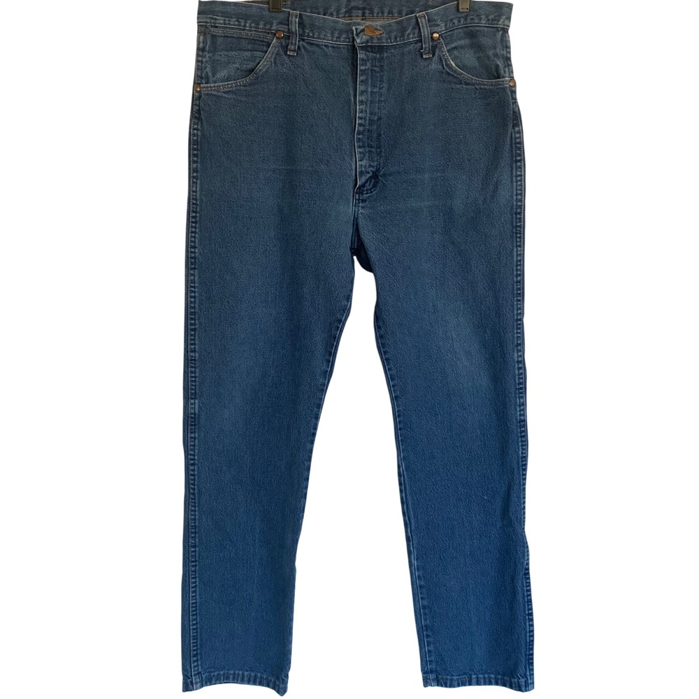 Wrangler 38x34 Advanced Comfort‎ Jeans Blue Regular Fit Straight Leg 1047MACMT